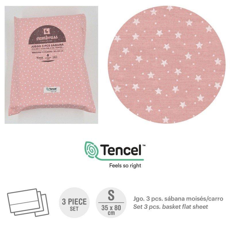 Cambrass TRÍPTICO SÁBANAS MOISÉS/CARRO 35x80x1 CM FOREST ROSA