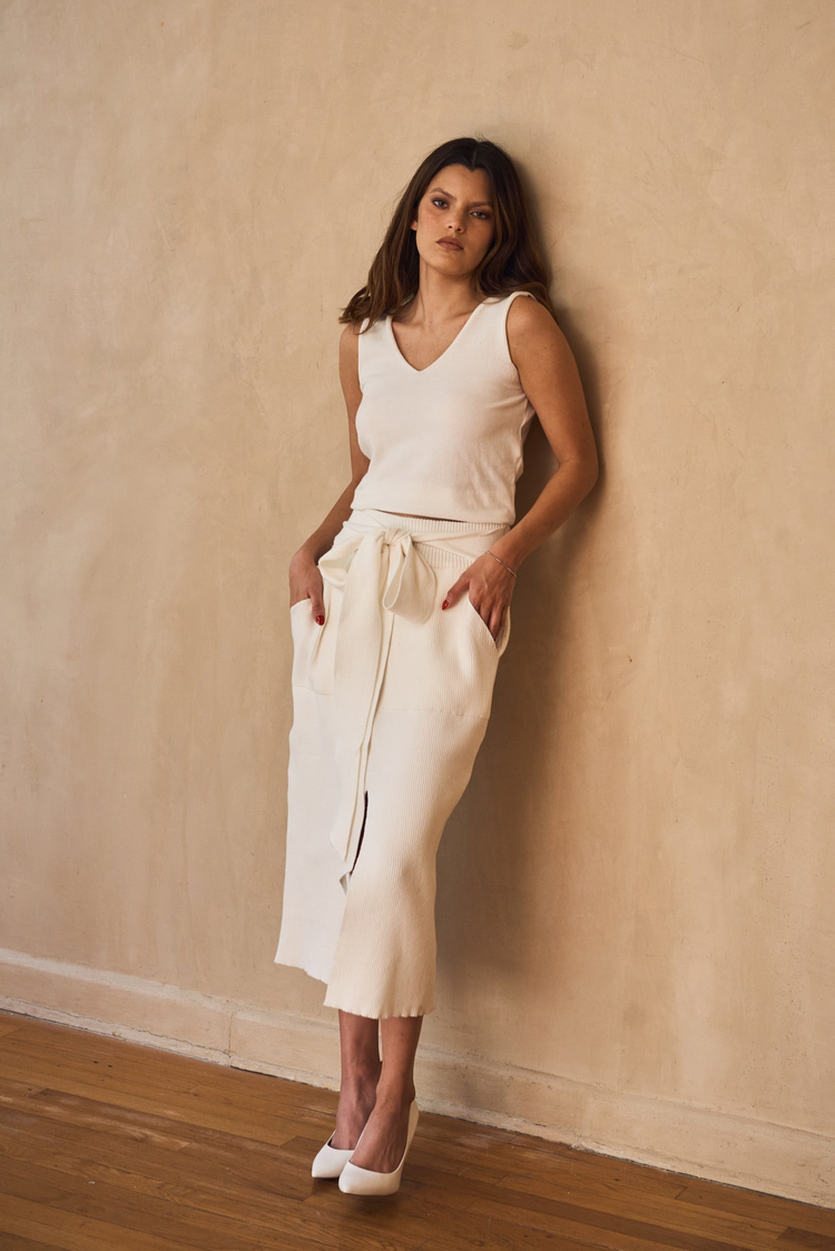 Camille Barcelona White Knitted Skirt