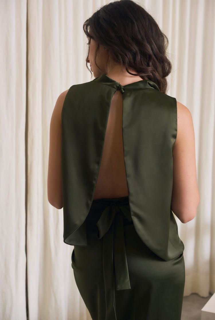 Camille Capri Olive Blackless Top