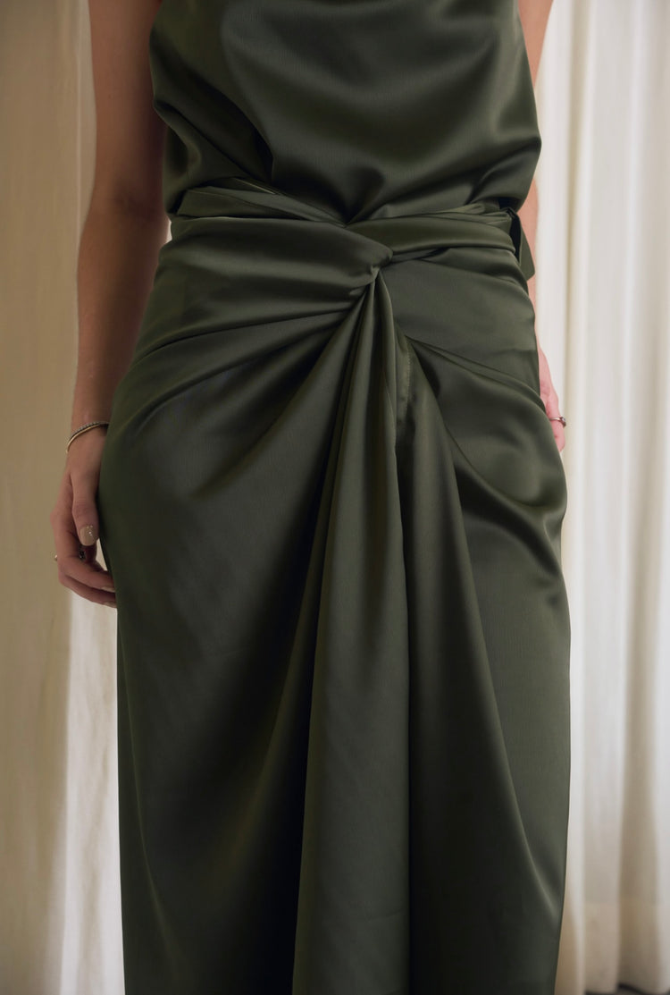 Camille Capri Olive Wrap Skirt