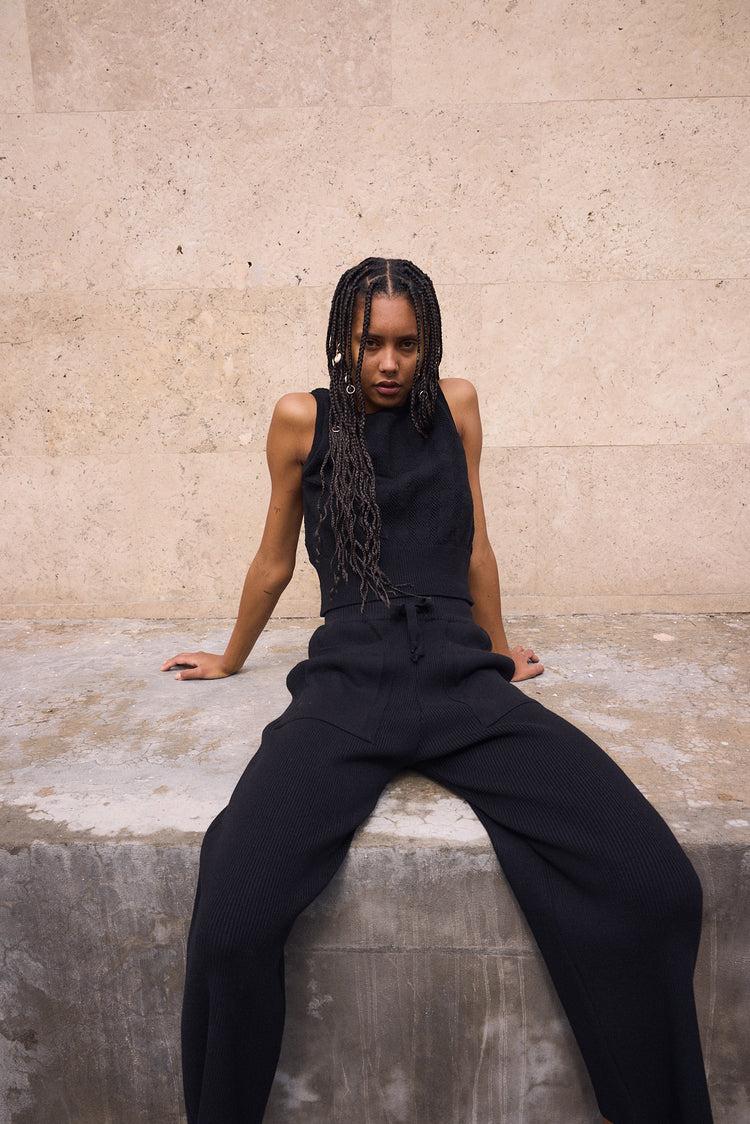 Camille Dubai Black Knitted Top