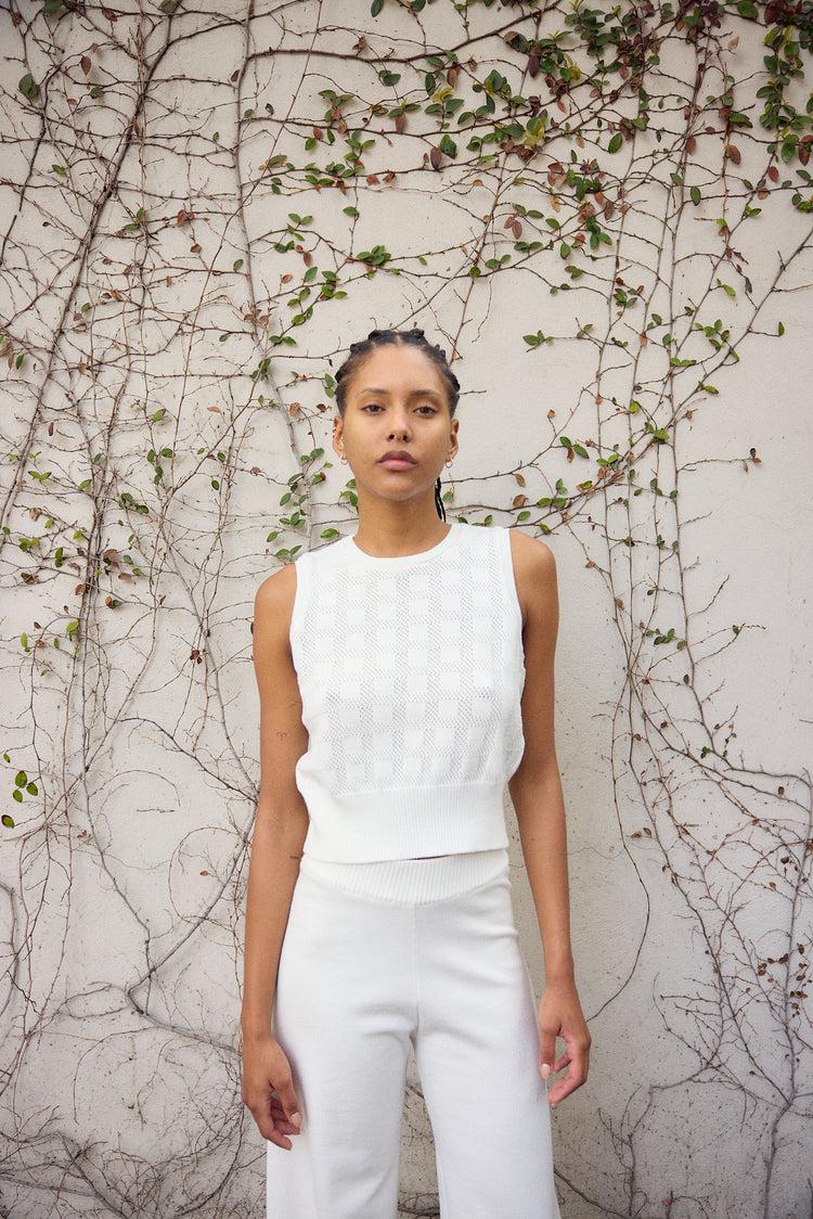 Camille Dubai White Knitted Top