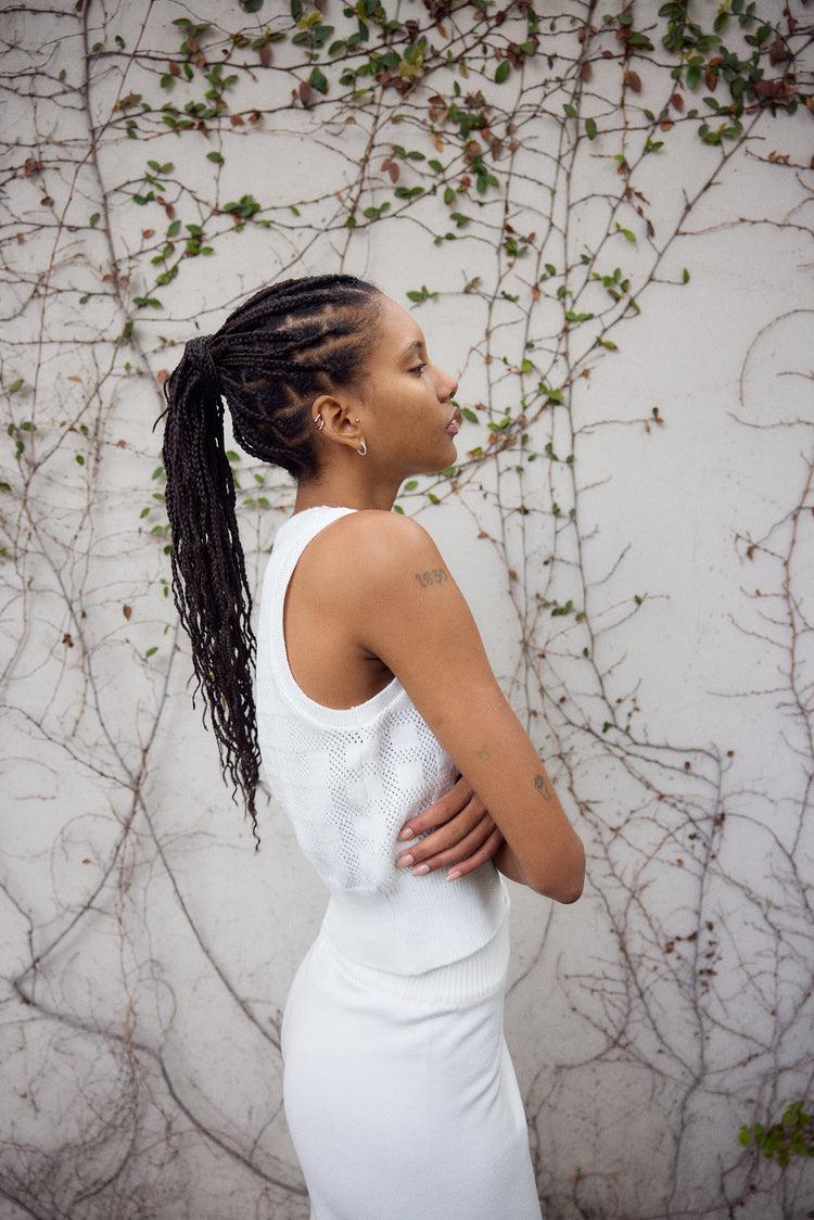 Camille Dubai White Knitted Top