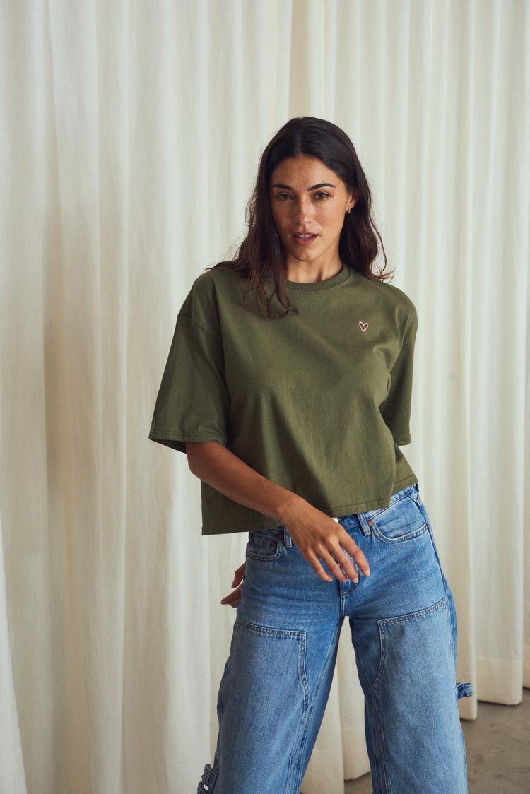 Camille L.A. Olive Heart Tee