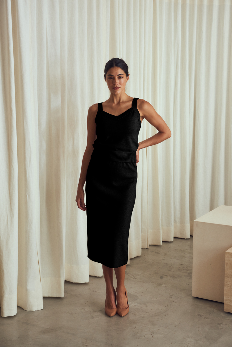 Camille Morocco Black Knitted Skirt