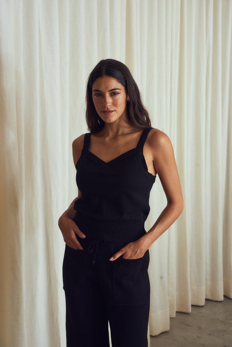 Camille Morocco Black Knitted Top