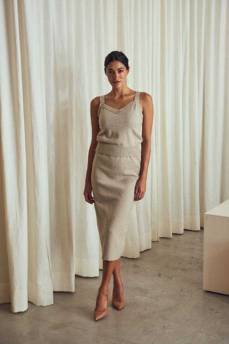 Camille Morocco Taupe Knitted Skirt