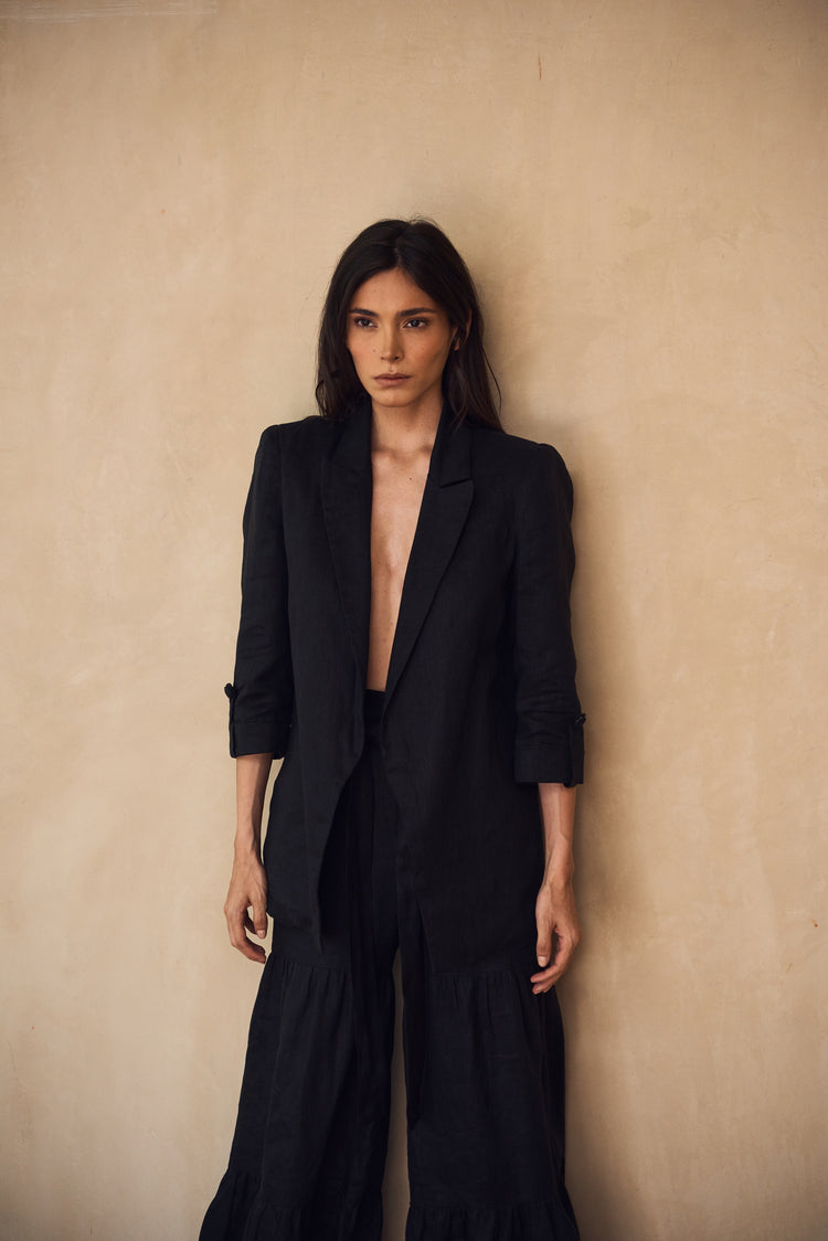 Camille Rio Black Linen Blazer