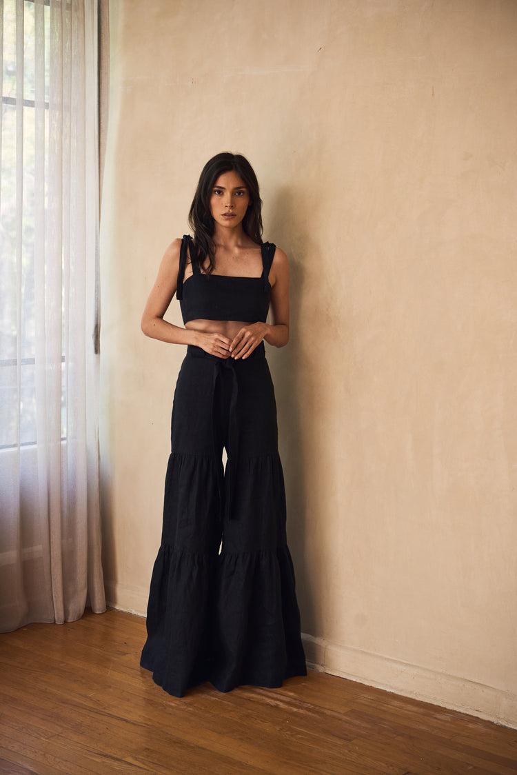 Camille Rio Black Linen Pants