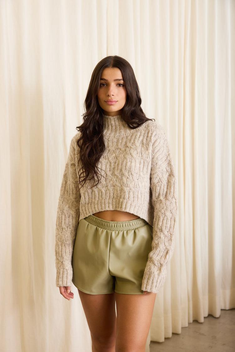 Camille Vienna Vegan Leather Olive Short