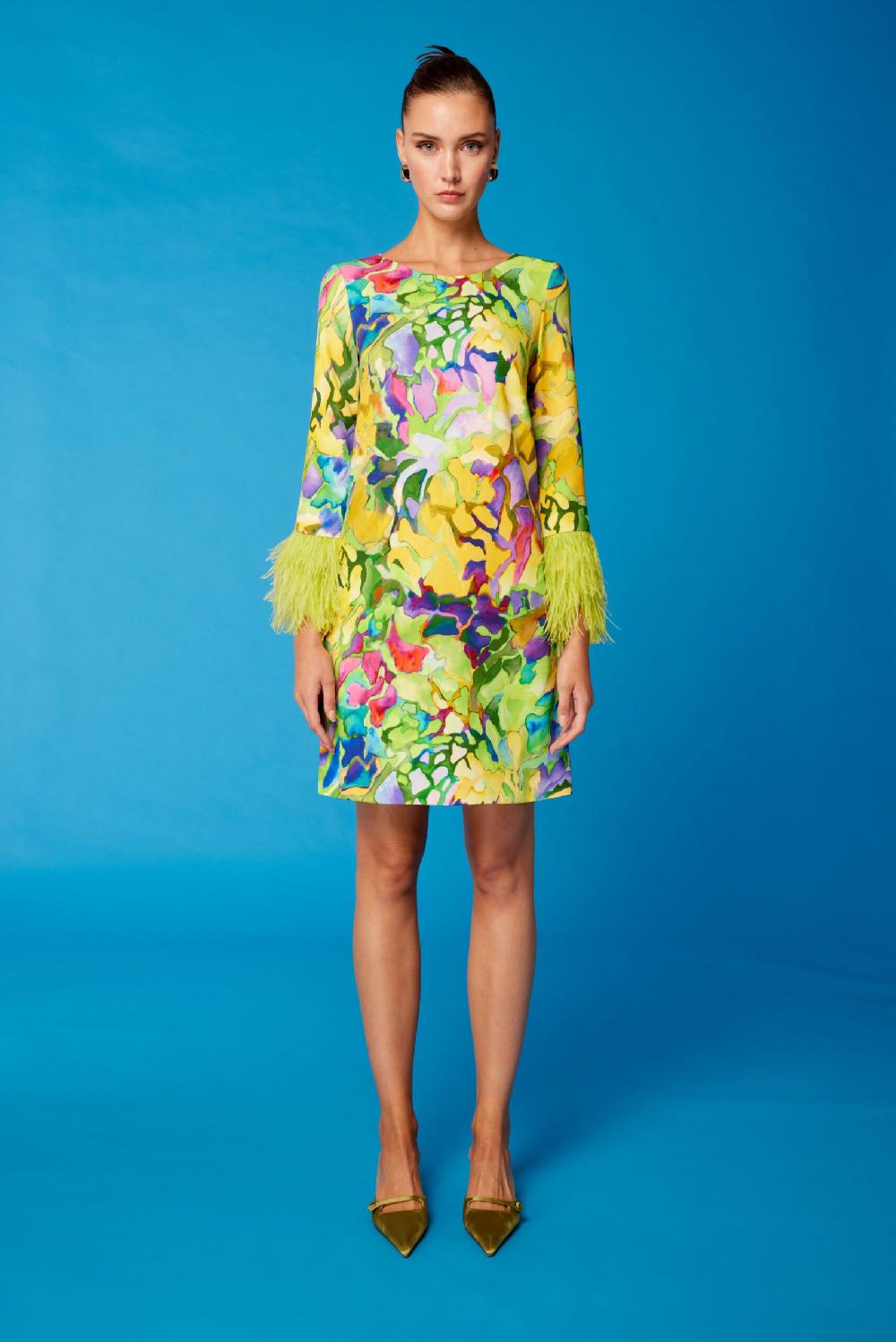 Carla Ruiz Ref. 51665 Vestido Recto Plumas