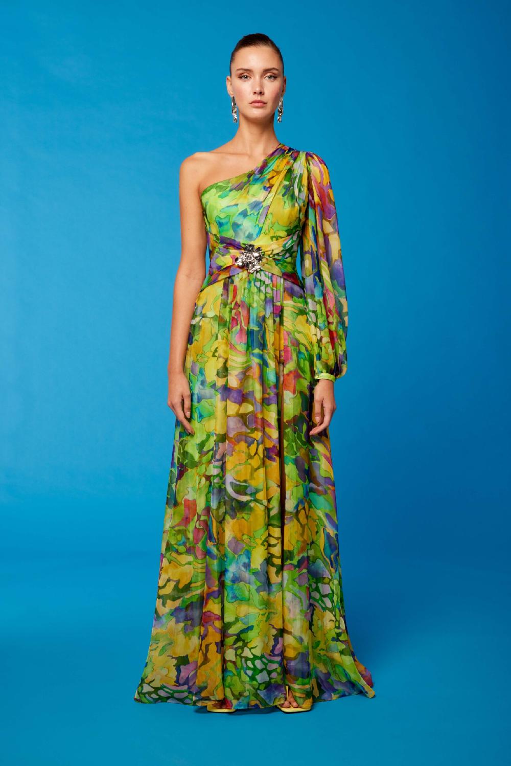 Carla Ruiz Ref. 51668 Vestido Gasa Lg Asimetrico