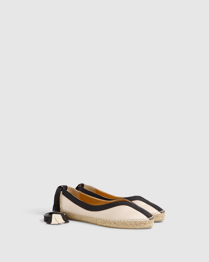 Castañer Alpargata Bailarina Champagne/Negro Plana Mujer | Castañer