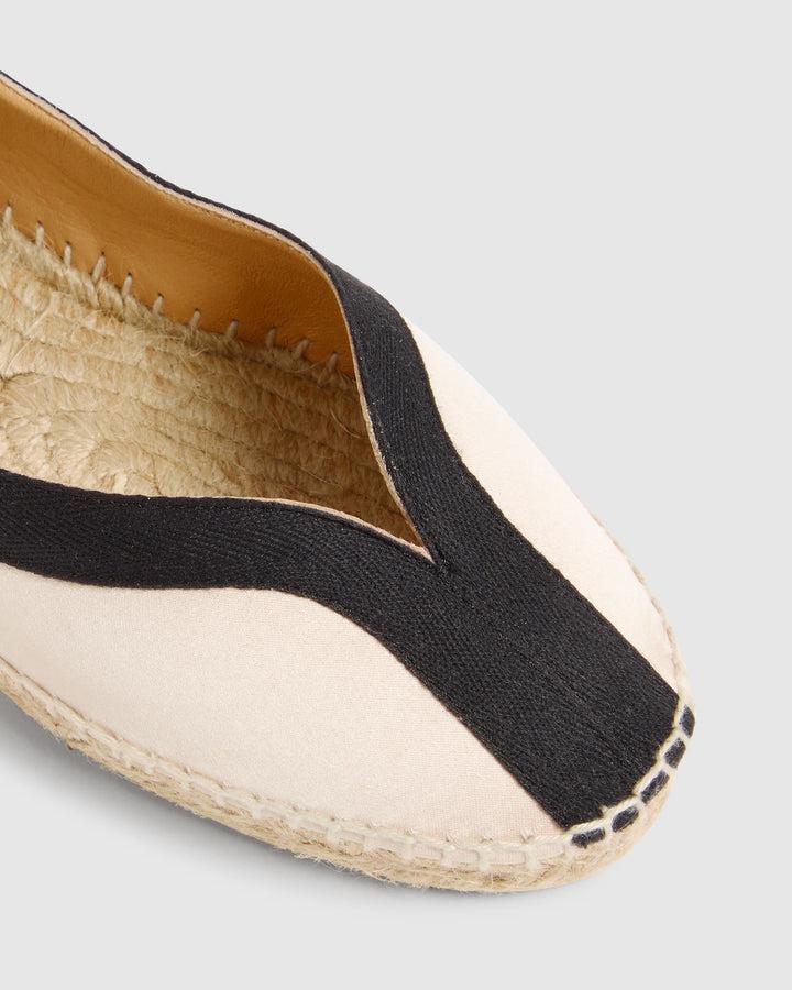 Castañer Alpargata Bailarina Champagne/Negro Plana Mujer | Castañer