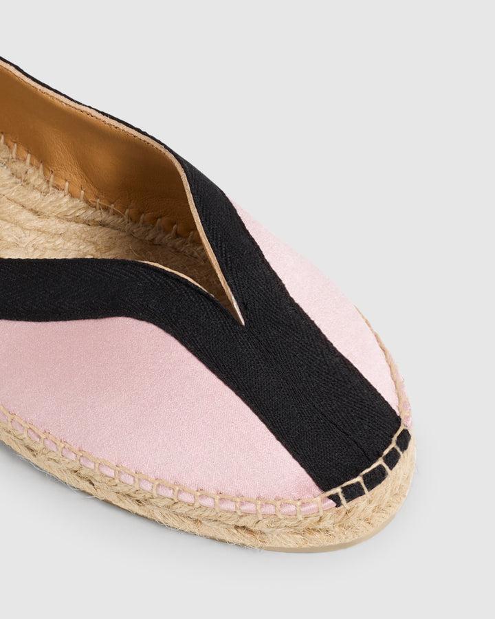 Castañer Alpargata Bailarina Rosa/Negro Plana Mujer | Castañer