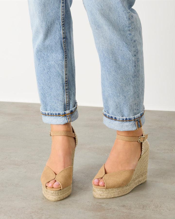 Castañer ALPARGATA BIANCA SANDALIA TOSTADO CUÑA MUJER | CASTAÑER – Castañer