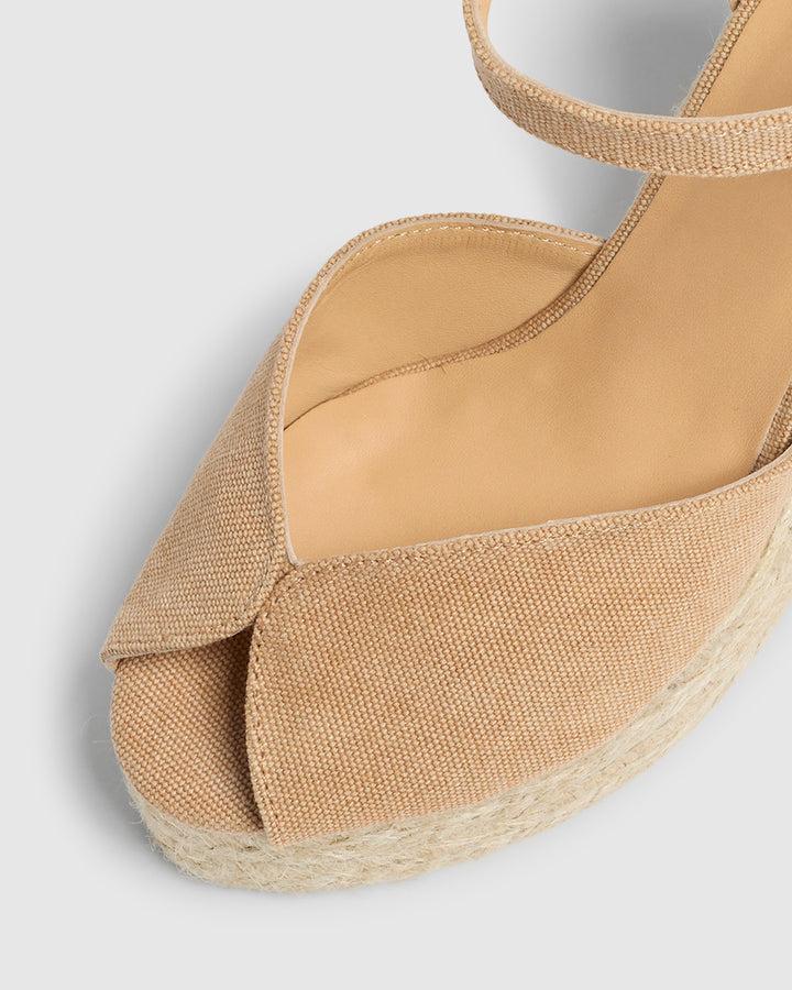 Castañer ALPARGATA BIANCA SANDALIA TOSTADO CUÑA MUJER | CASTAÑER – Castañer