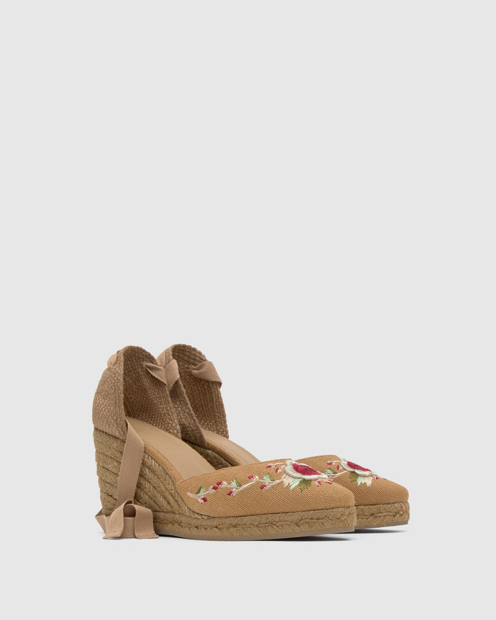 Castañer Alpargata de Mujer estilo Pala Talon con Cuña de 9cm de altura | Castañer