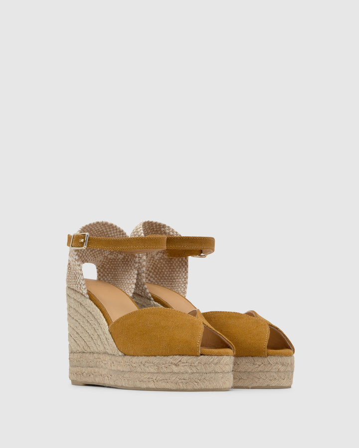 Castañer Alpargata de Mujer estilo Sandalia con Cuña de 11cm de altura | Castañer