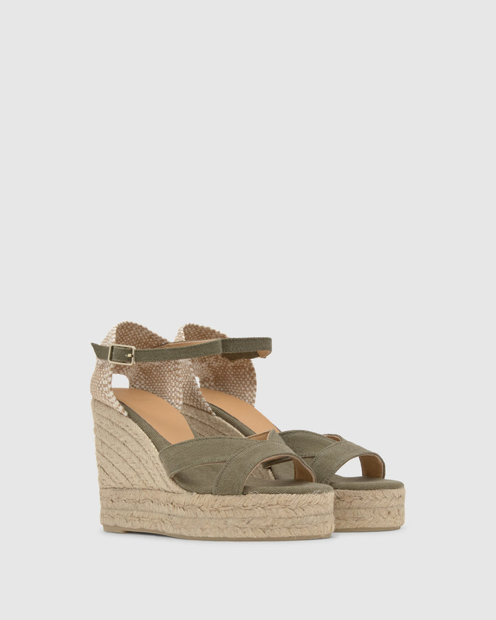 Castañer Alpargata de Mujer estilo Sandalia con Cuña de 11cm de altura | Castañer