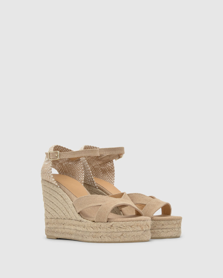 Castañer Alpargata de Mujer estilo Sandalia con Cuña de 11cm de altura | Castañer