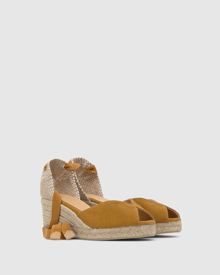 Castañer Alpargata de Mujer estilo Sandalia con Cuña de 7cm de altura | Castañer