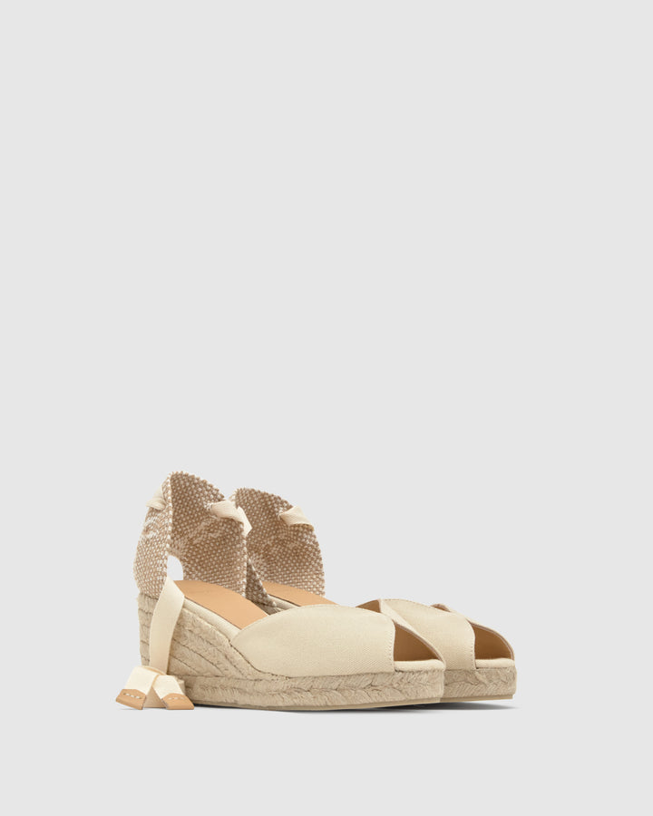 Castañer Alpargata de Mujer estilo Sandalia con Cuña de 7cm de altura | Castañer