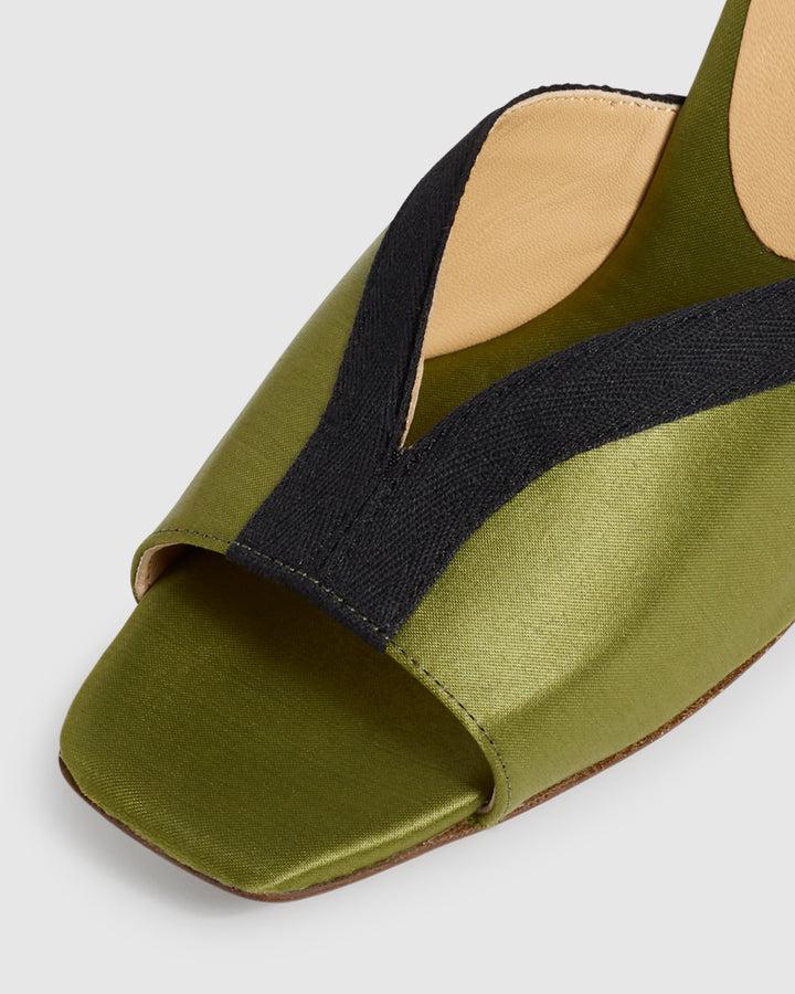 Castañer Alpargata Sandalia Verde/Negro Cuña Mujer | Castañer