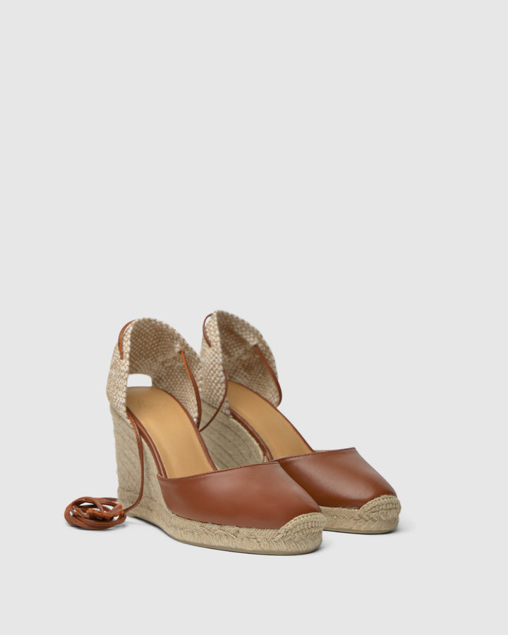 Castañer CASTAÑER | Alpargata Cuña Cerrada Napa CUERO CARINA/8/250 – Castañer