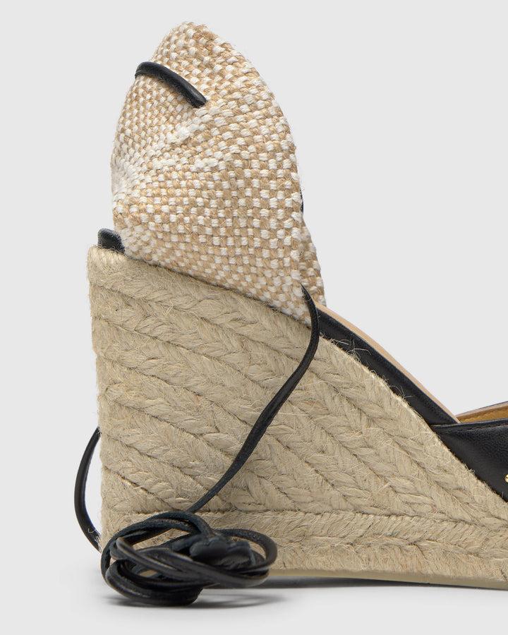 Castañer CASTAÑER | Alpargata Cuña Cerrada Napa NEGRO CARINA STUDS/8/250 – Castañer