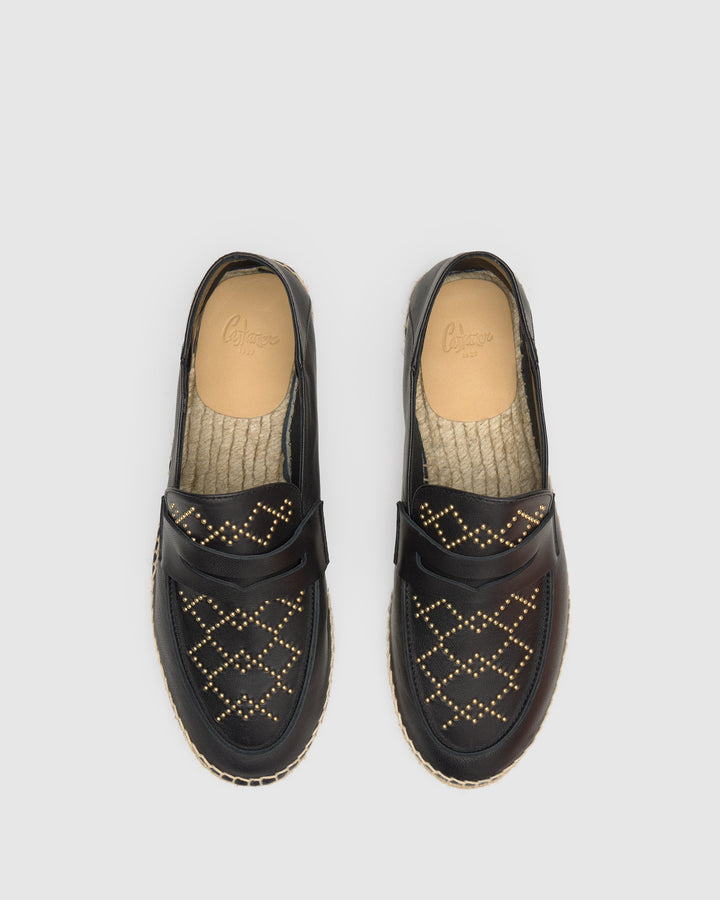 Castañer CASTAÑER | Alpargata Plana Cerrada Napa NEGRO KEULE STUDS/250 – Castañer