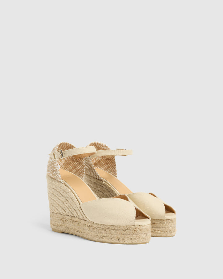 Castañer CASTAÑER | Alpargatas Bianca en algodón orgánico certificado cierre mediante lazada y altura de 11cm – Castañer