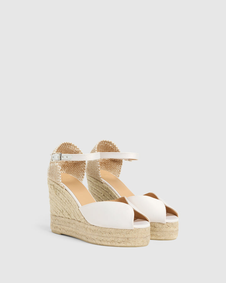 Castañer CASTAÑER | Alpargatas Bianca En Raso Cierre Mediante Lazada Doble Plataforma Y Altura De 11cm. – Castañer