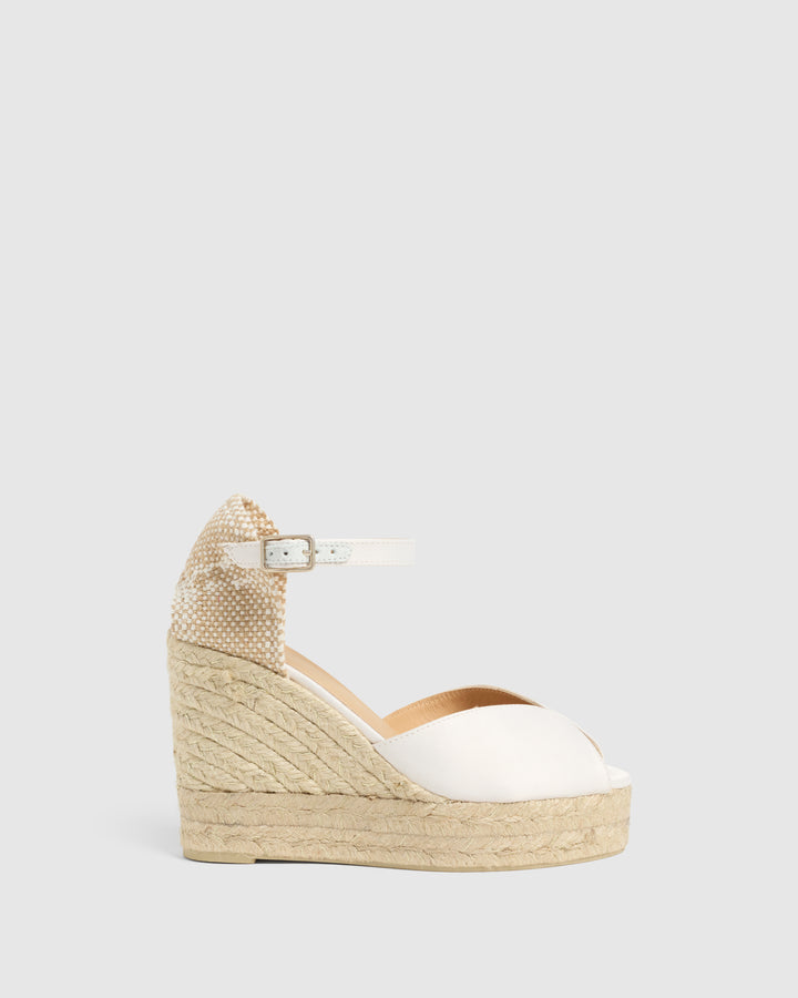 Castañer CASTAÑER | Alpargatas Bianca en raso cierre mediante lazada doble plataforma y altura de 11cm. – Castañer