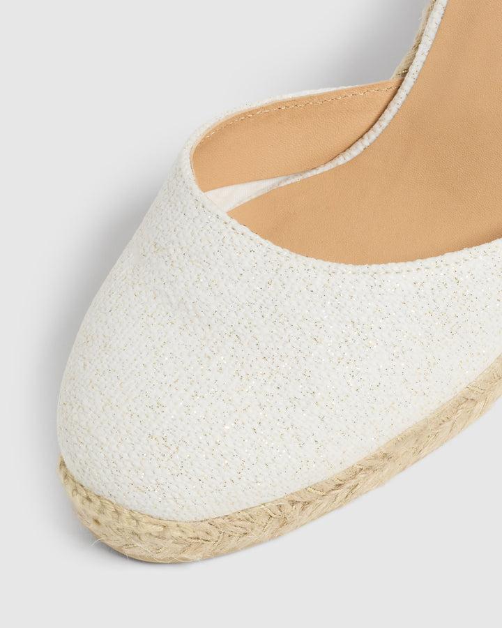 Castañer CASTAÑER | Alpargatas Carina En Lino Metalizado Cierre Mediante Lazada Y Cuña De 9cm. – Castañer