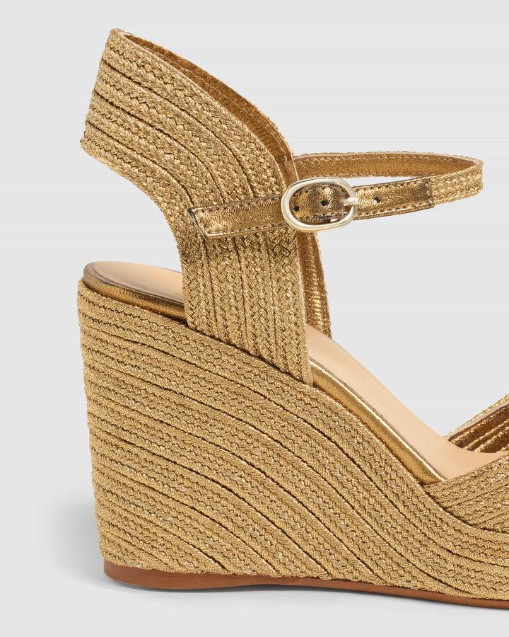 Castañer CASTAÑER | Alpargatas Carolyn En Acabado Trenzado Metalizado Cierre Lateral De Pulsera Con Hebilla Metálica Y Cuña De 9cm. – Castañer