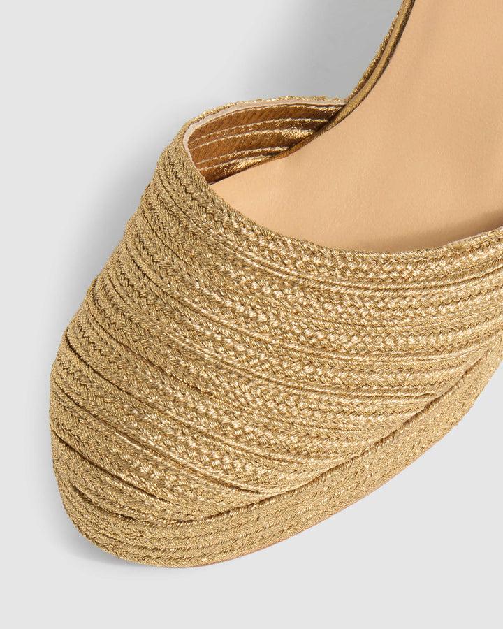 Castañer CASTAÑER | Alpargatas Carolyn En Acabado Trenzado Metalizado Cierre Lateral De Pulsera Con Hebilla Metálica Y Cuña De 9cm. – Castañer