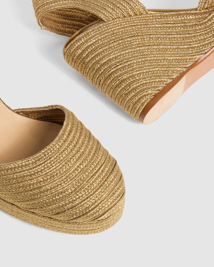 Castañer CASTAÑER | Alpargatas Carolyn En Acabado Trenzado Metalizado Cierre Lateral De Pulsera Con Hebilla Metálica Y Cuña De 9cm. – Castañer