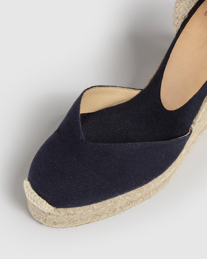 Castañer CASTAÑER | Alpargatas Chiara En Algodón Orgánico Cierre Mediante Lazada Y Cuña De 11cm Con Doble Plataforma. – Castañer