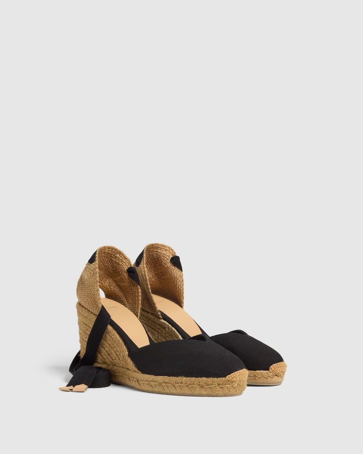 Castañer CASTAÑER | Alpargatas Chiara en algodón orgánico cierre mediante lazada y cuña de 9cm. – Castañer