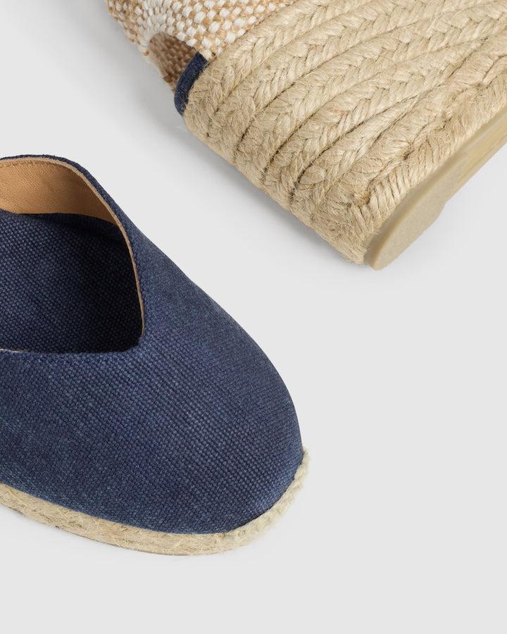 Castañer CASTAÑER | Alpargatas Chiarita En Algodón Acabado Lavado Cierre Lateral De Pulsera Con Hebilla Metálica Y Cuña De 7cm. – Castañer