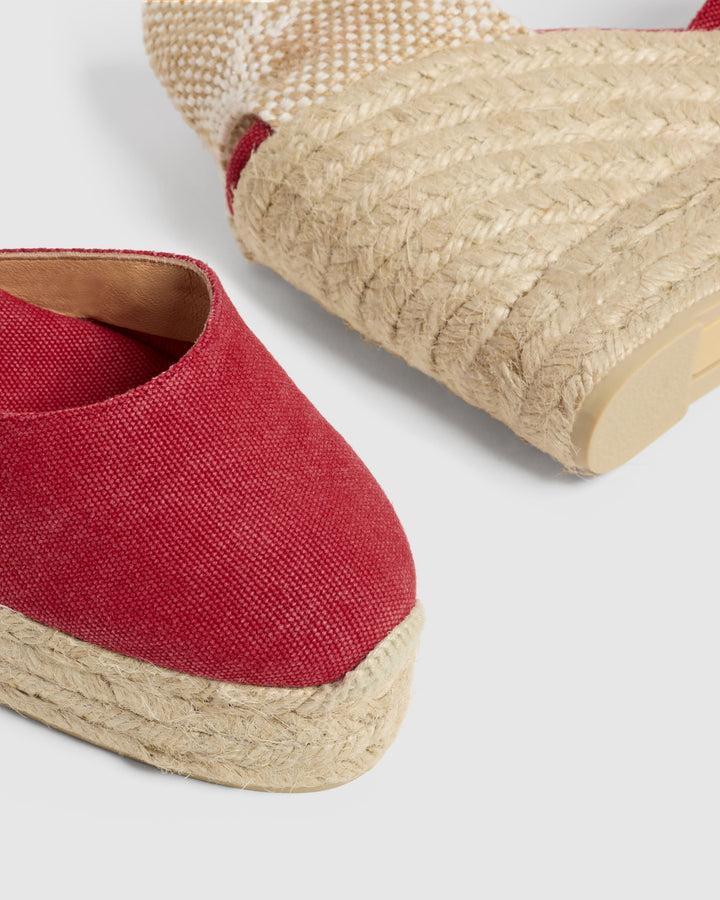 Castañer CASTAÑER ALPARGATAS CUÑA CAROL ROJO CARMÍN MUJER – Castañer
