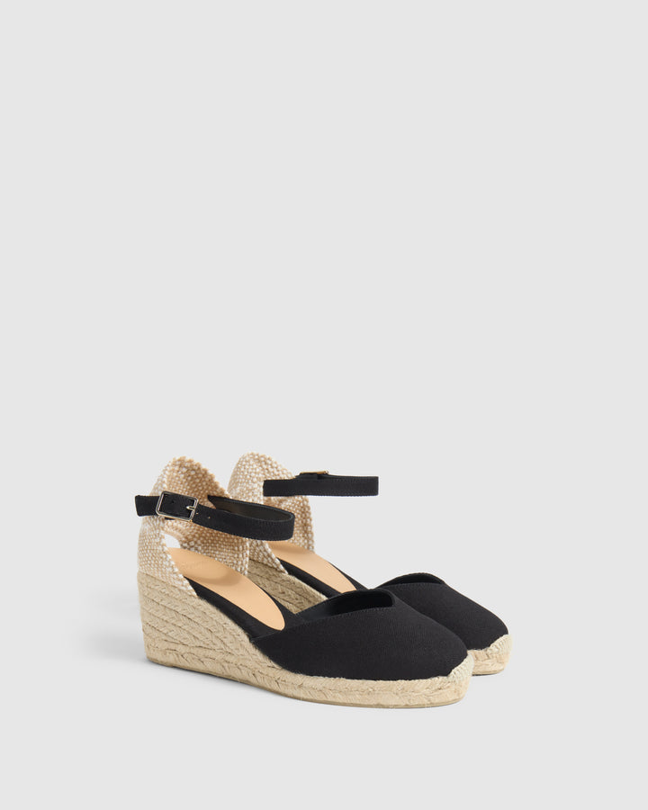 Castañer CASTAÑER ALPARGATAS CUÑA CHIARITA NEGRO MUJER – Castañer