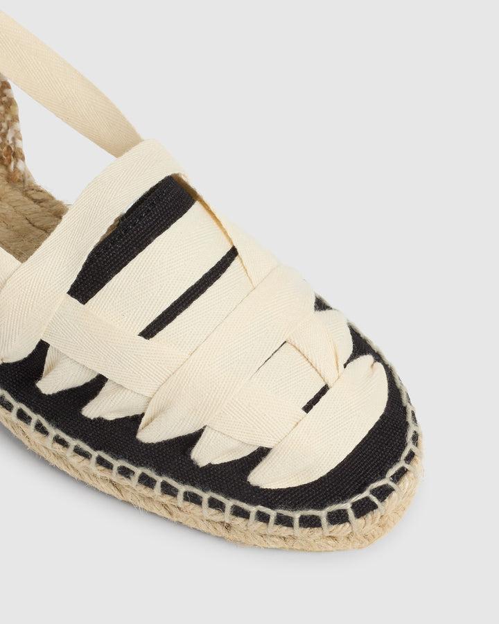 Castañer CASTAÑER ALPARGATAS PLANAS JEAN NEGRO/NATURAL MUJER – Castañer