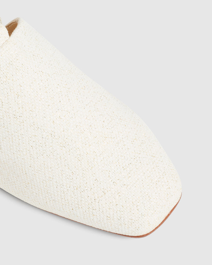 Castañer CASTAÑER | Alpargatas Planas New Gala En Lino Natural Metalizado Presenta Puntera Cerrada Cuadrada Cierre Mediante Lazada. – Castañer