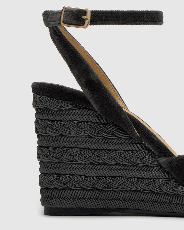 Castañer CASTAÑER | Cuña Abierta Terciopelo PLOMO BLES/243 – Castañer