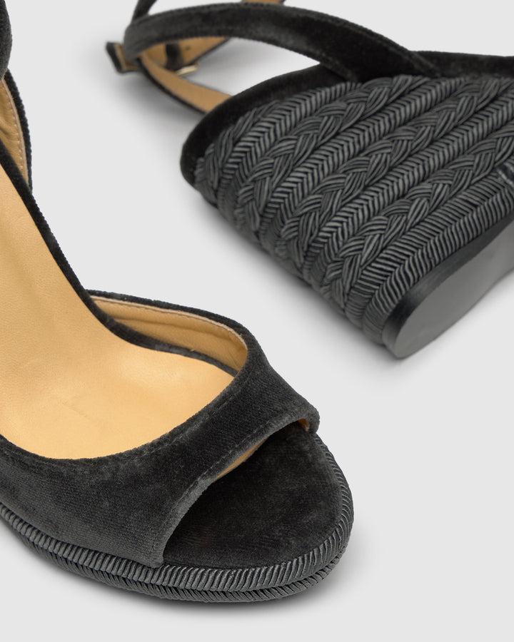 Castañer CASTAÑER | Cuña Abierta Terciopelo PLOMO BLES/243 – Castañer