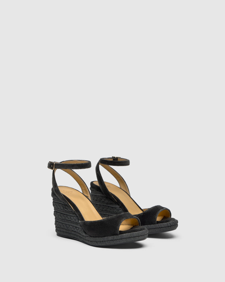 Castañer CASTAÑER | Cuña Abierta Terciopelo PLOMO BLES/243 – Castañer