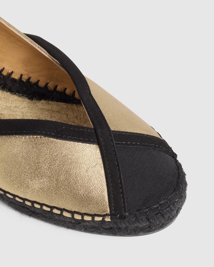 Castañer CASTAÑER | Diseñada Por 'Casilda Se Casa' Para Castañer. Alpargatas Sancha Tipo Bailarina En Piel Metalizada Y Cierre Con Lazada