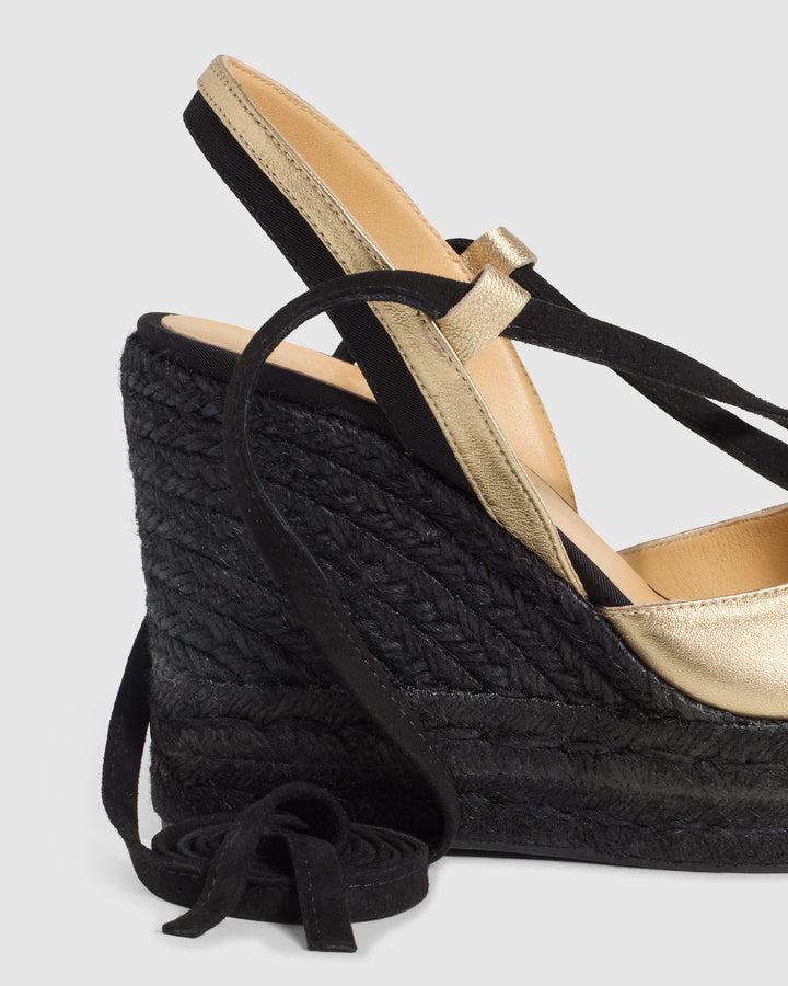 Castañer CASTAÑER | Diseñada Por 'Casilda Se Casa' Para Castañer. Las Alpargata Casilda En Piel Cierre Con Lazada Y Cuña De 11cm Con Doble Plataforma